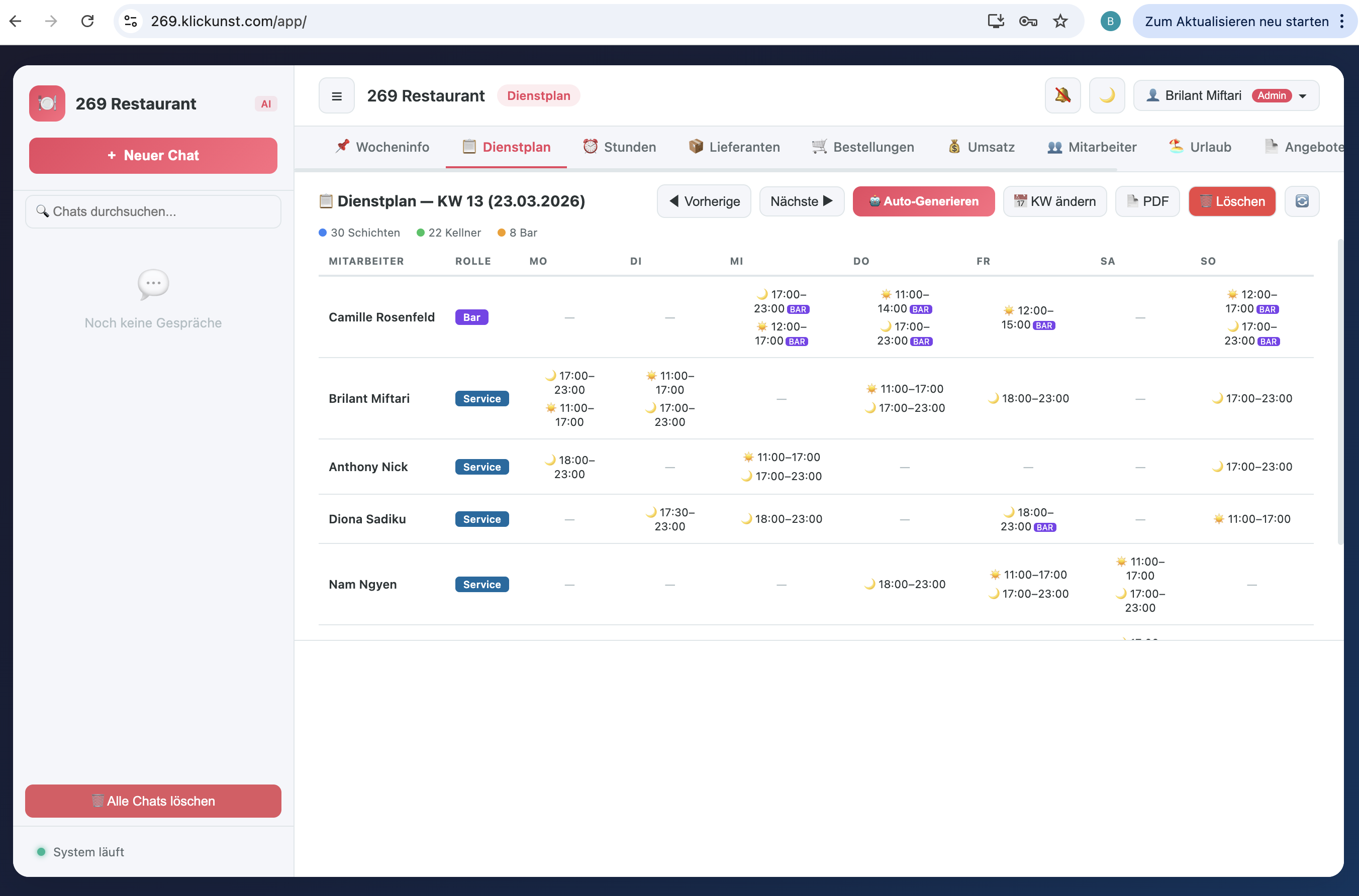 GastroPilot KI-Assistent Dashboard – Restaurantmanagement